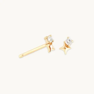 April Topaz Birthstone Earrings in Solid Gold