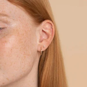 April Topaz Birthstone Earrings in Solid Gold