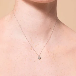 April White Topaz Birthstone Necklace in Solid White Gold