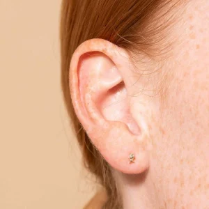 August Peridot Birthstone Earrings in Solid Gold