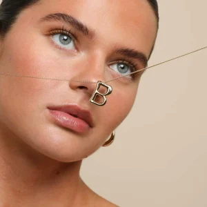 B Initial Bold Pendant Necklace in Gold