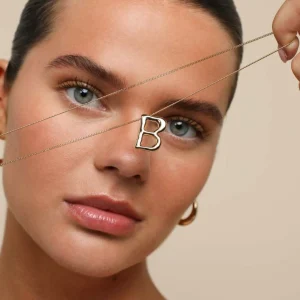 B Initial Bold Pendant Necklace in Gold