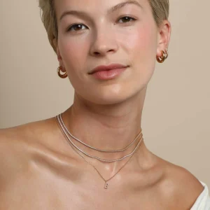 B Initial Pavé Pendant Necklace in Gold
