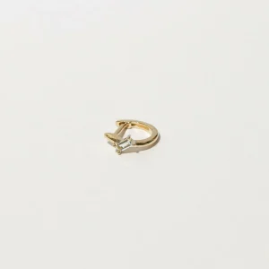 Baguette Piercing Hoop in Solid Gold