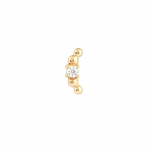Beaded Curved Piercing Stud in Solid Gold