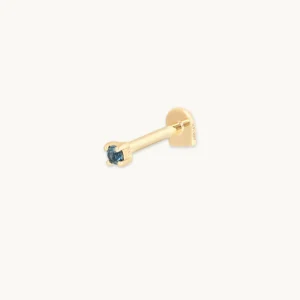 Blue Topaz Piercing Stud in Solid Gold