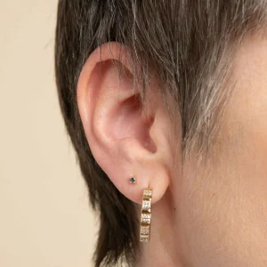 Blue Topaz Piercing Stud in Solid Gold