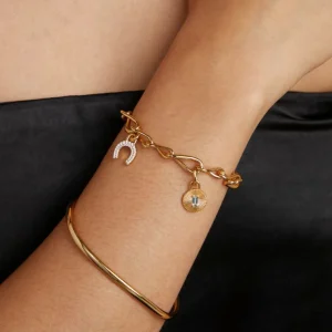 Blue Topaz Talisman Charm in Gold