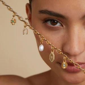 Blue Topaz Talisman Charm in Gold