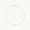 Bow Charm Bracelet in Solid White Gold