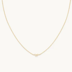 Bow Charm Necklace in Solid Gold