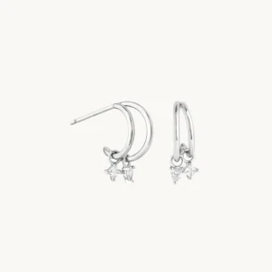 Celestial Crystal Huggies in Silver