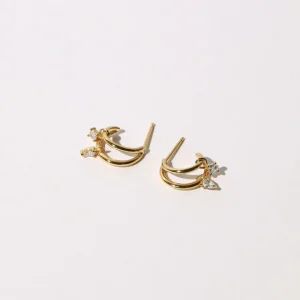 Celestial Crystal Huggies in Gold