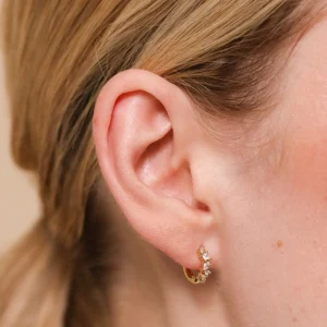 Celestial Crystal 8mm Hoop in Gold