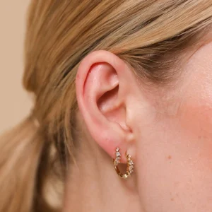 Celestial Crystal 8mm Hoop in Gold