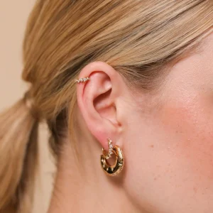 Celestial Crystal 6.5mm Hoop in Gold