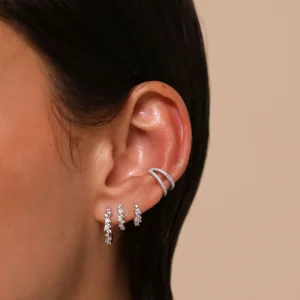 Celestial Crystal 6.5mm Hoop in Silver