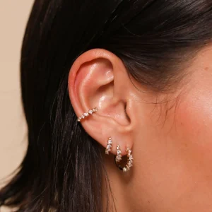 Celestial Crystal 8mm Hoop in Gold