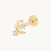 Celestial Moon Piercing Stud in Solid Gold