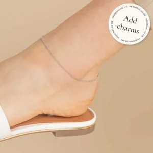 Chelsea Chain Anklet in Solid White Gold