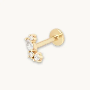 Cluster Marquise Piercing Stud in Solid Gold