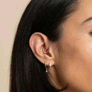 Cluster Topaz Daith Hoop in Solid Gold