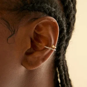 Cosmic Illusion Crystal Ear Cuff in Gold