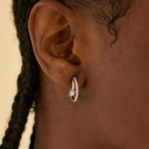 Cosmic Illusion Crystal Hoops in Silver