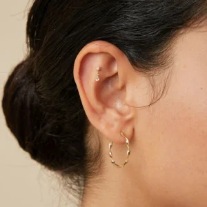 Cosmic Pear Charm Piercing Stud in Solid Gold