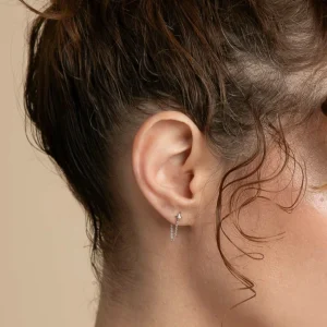 Cosmic Star Chain Stud Earrings in Silver