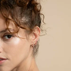 Cosmic Star Chain Stud Earrings in Rose Gold