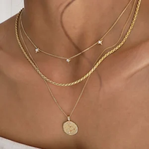 Cosmic Star Charm Necklace in Gold