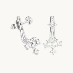 Cosmic Star Crystal Ear Jacket in Silver