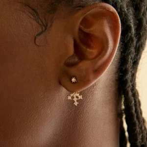 Cosmic Star Crystal Ear Jacket in Gold