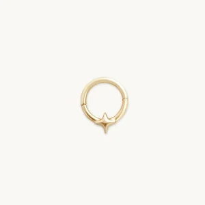 Cosmic Star Daith Hoop in Solid Gold