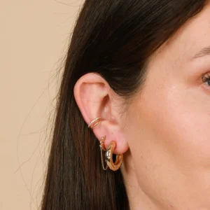 Cosmic Star Dome Hoops in Gold