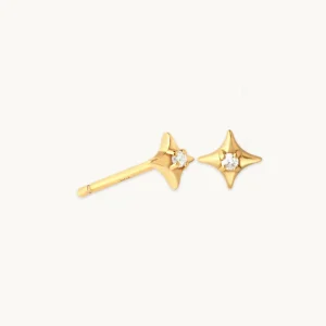 Cosmic Star Gem Stud Earrings in Gold