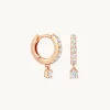 Crystal Charm Huggies in Rose Gold