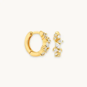 Crystal Cluster Huggies in Gold