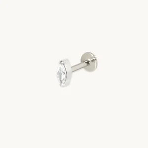 Crystal Marquise Titanium Piercing Stud in Platinum