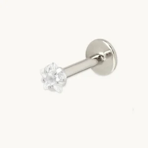 Crystal Star Titanium Piercing Stud in Platinum