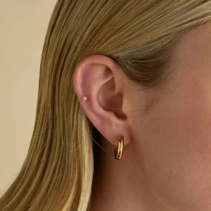 Crystal Star Titanium Piercing Stud in Gold