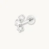 Curved Crystal Piercing Stud in Solid White Gold