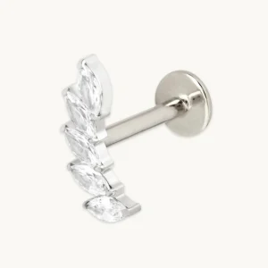 Curved Marquise Titanium Piercing Stud in Platinum