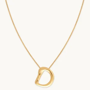 D Initial Bold Pendant Necklace in Gold