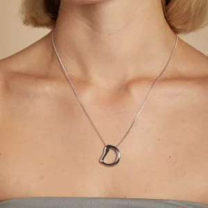 D Initial Bold Pendant Necklace in Silver
