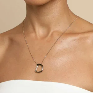 D Initial Bold Pendant Necklace in Gold