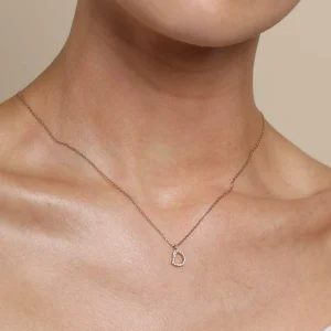 D Initial Pavé Pendant Necklace in Gold