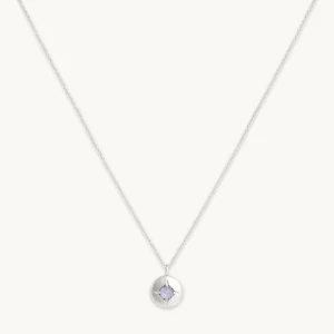 December Tanzanite Birthstone Necklace in Solid White Gold