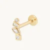 Diamond Bezel Cluster Piercing Stud in Solid Gold